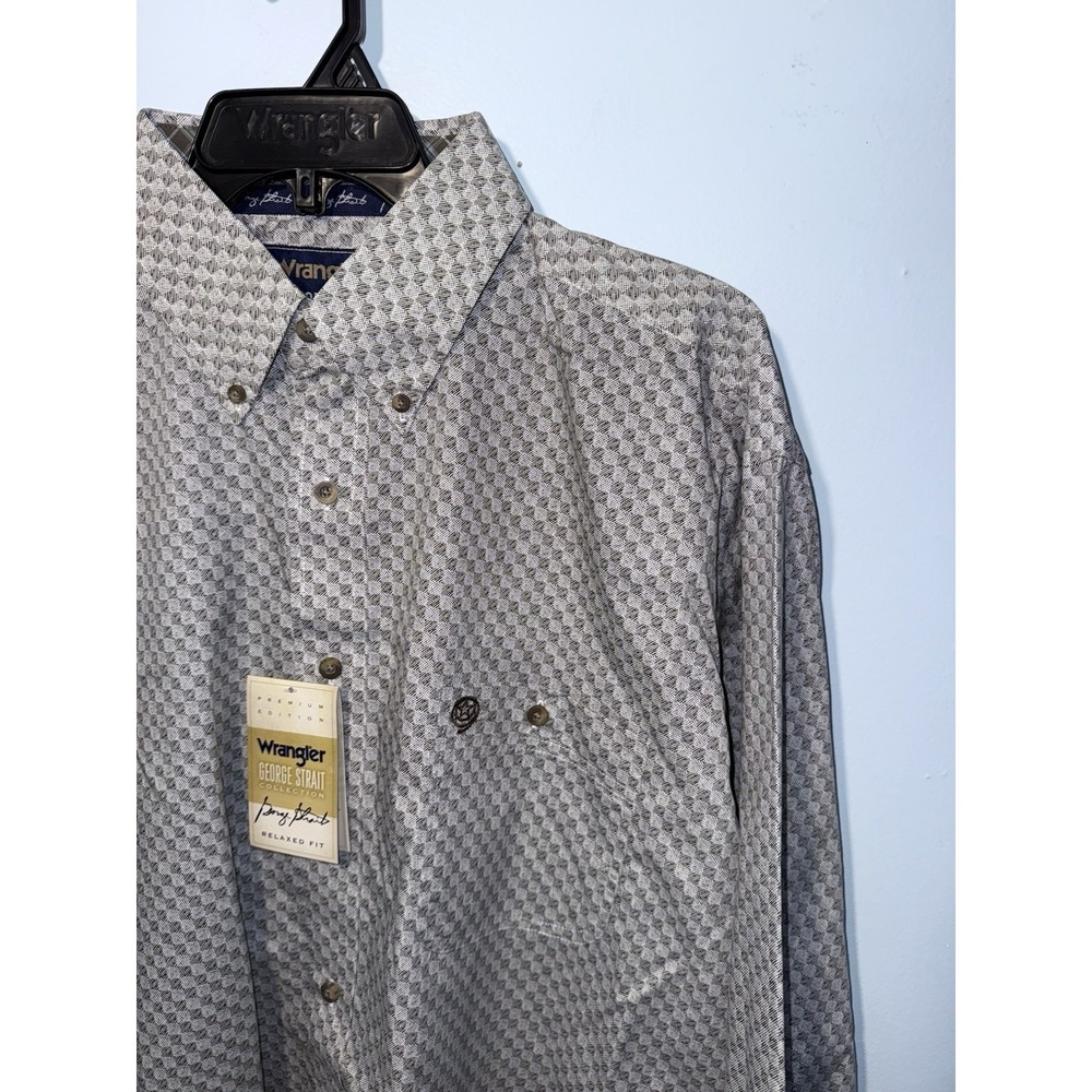 WRANGLER Men's Shirt George Strait Western Cowboy Rodeo Button Gray NEW Size XLT - Picture 2 of 7